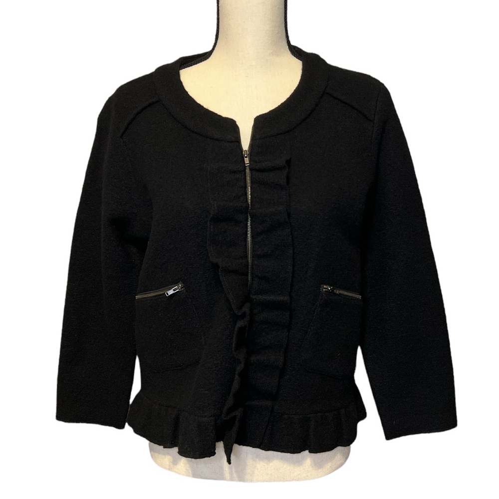 Ann Taylor LOFT Wool Ruffle Zip Jacket